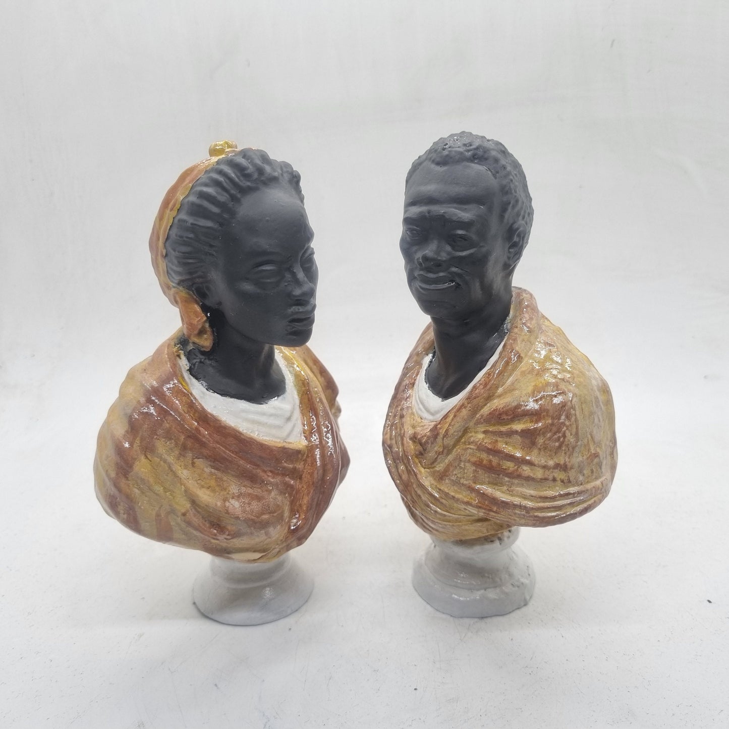 Pair of African busts, The Wallace collection,faux marble figurines, black history statues, African American art,  african couple gift idea