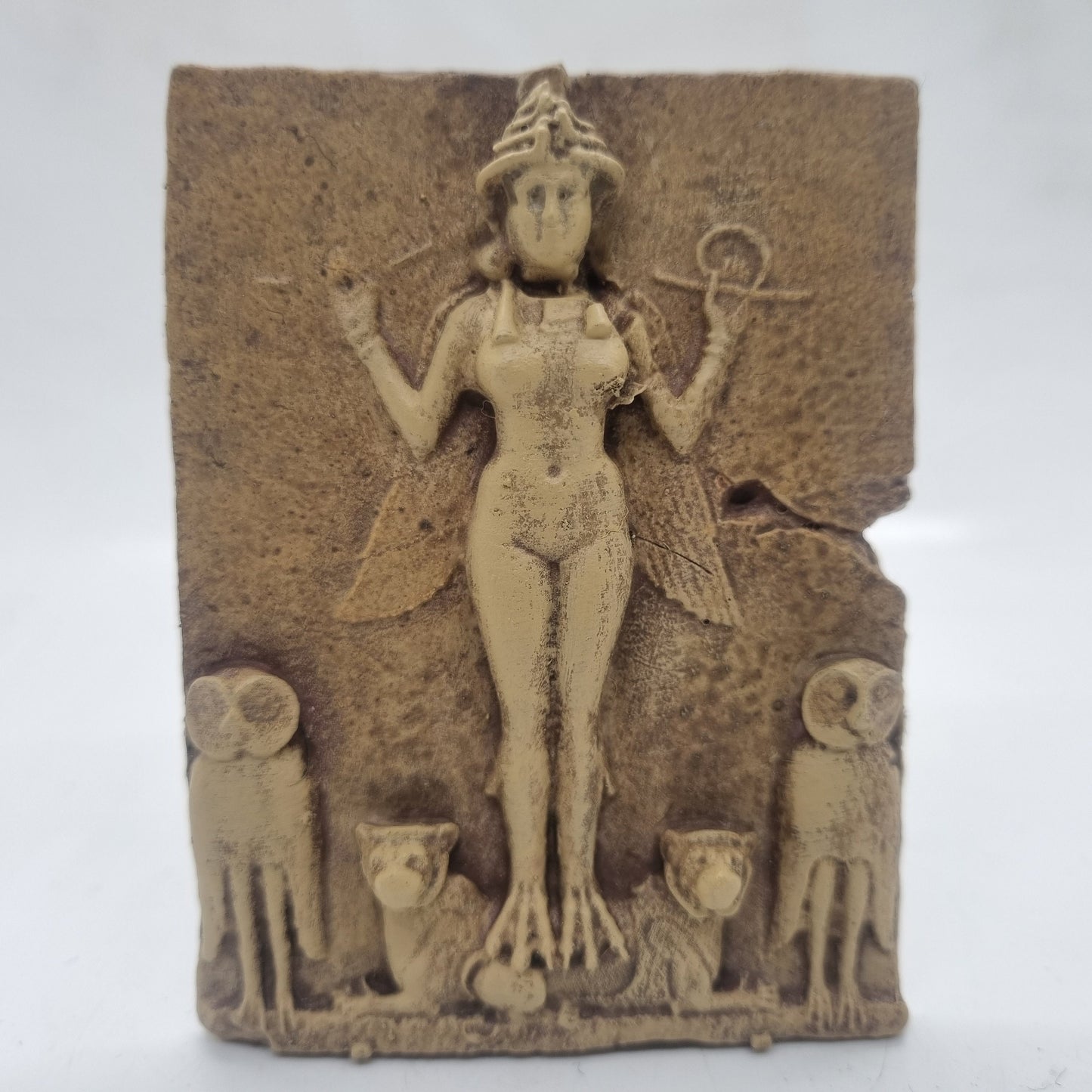 Burney relief fridgemagnet, Queen of the night, 3d printed babylonian mythology, sand stone effect, middle eastern goddesss,faux antique art