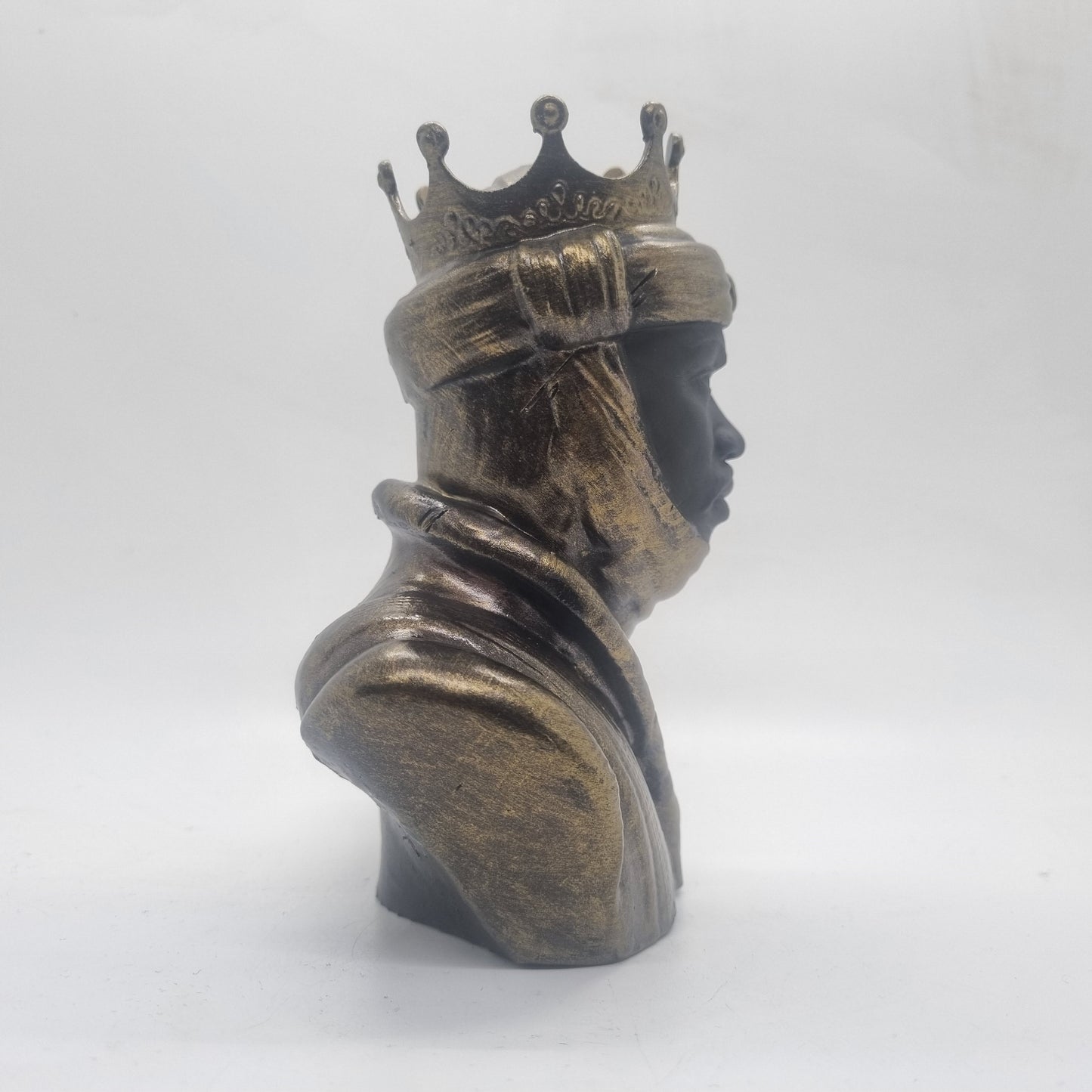 Bronze and black Mansa Musa bust, 3d printed statue,  African tribal art sculpture,African King, black history gift idea, african American.