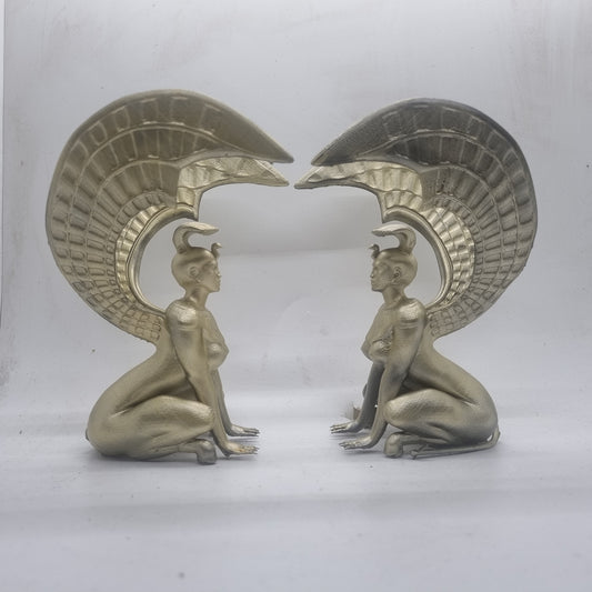 Gold colour Southern Oracle Sphinxes, 3d printed movie memorabilia, resin sphinx statue, fantasy film figurine, winged ornamental lion gift