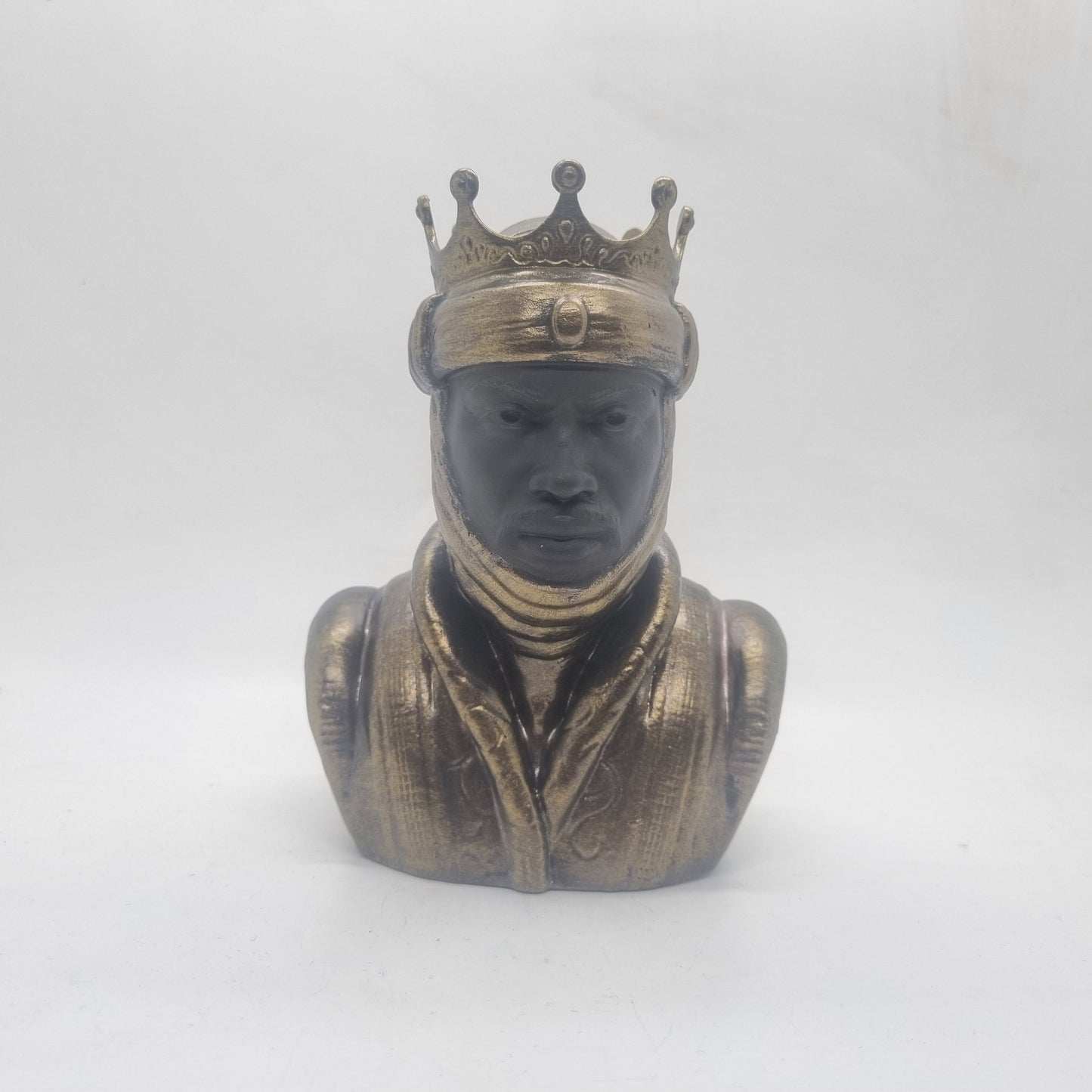 Bronze and black Mansa Musa bust, 3d printed statue,  African tribal art sculpture,African King, black history gift idea, african American.